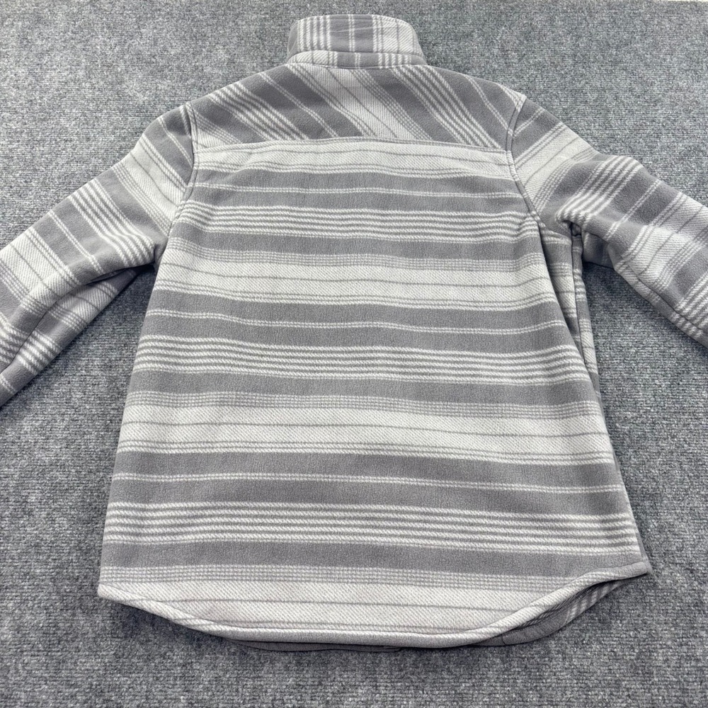 Voyager Fleece Shirt Jacket Medium Gray Striped Sherpa Lined Mens - Picture 7 of 7